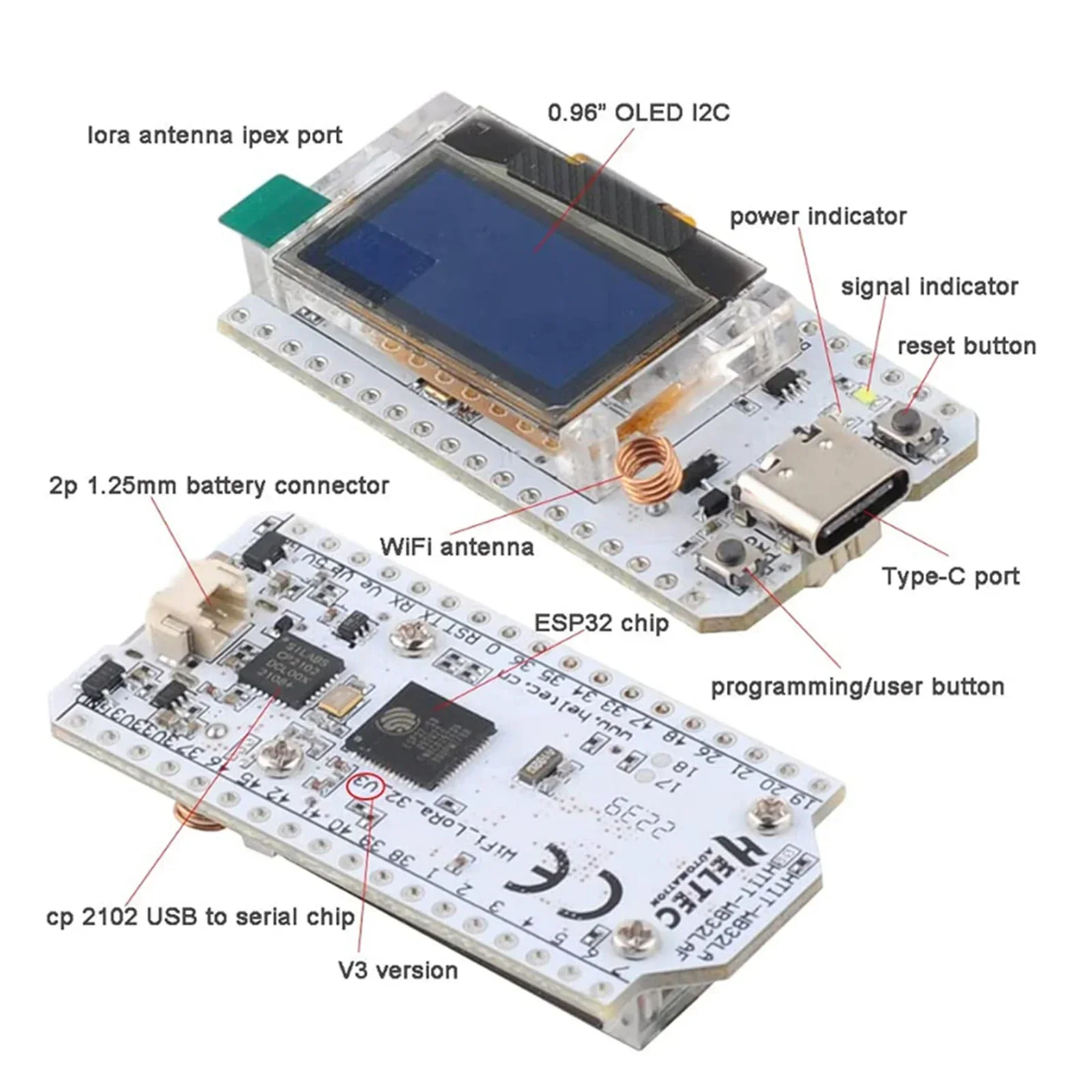 ESP32 로라 32 v3 HTIT-WB32LA V3  - Oled Display 0.96 리뷰 및 가격