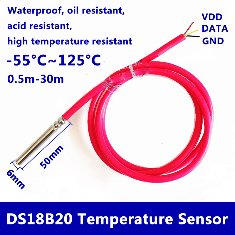 DS18B20 방수 디지털 온도 센서, 6mm x 50 - Ds18B20 리뷰 및 가격